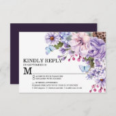 Lila florales Hochzeitsessen UAWG RSVP Karte (Vorne/Hinten)