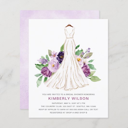 Lila florales Hochzeitskleid Brautparty (Vorne/Hinten)