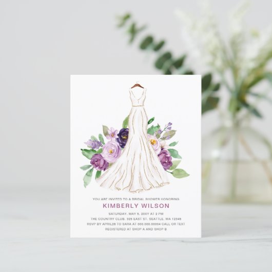 Lila florales Hochzeitskleid Brautparty (Stehend Vorderseite)