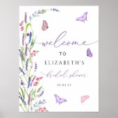 Lila florales Lavendel Brautparty Willkommen Poster (Vorne)