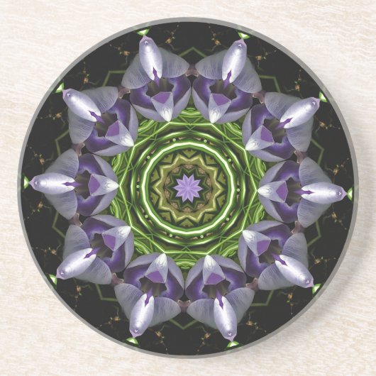 Lila florales Mandala-Kaleidoskop-Kunst Getränkeuntersetzer (Vorne)