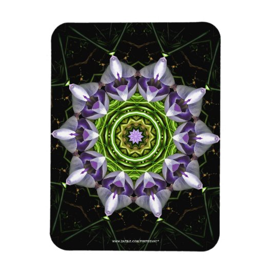 Lila florales Mandala-Kaleidoskop-Kunst Magnet (Vertikal)