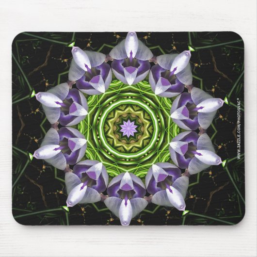 Lila florales Mandala-Kaleidoskop-Kunst Mousepad (Vorne)