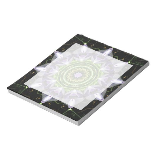Lila florales Mandala-Kaleidoskop-Kunst Notizblock (Rotiert)