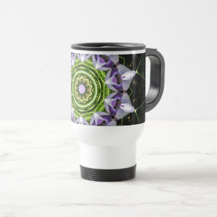 Lila florales Mandala-Kaleidoskop-Kunst Reisebecher
