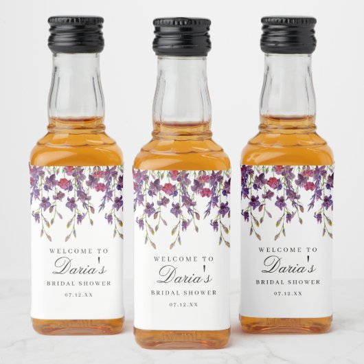 Lila florales Mini-Flaschenetikett Alkoholflaschenetikett (Flaschen)