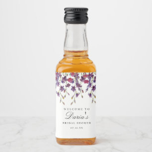 Lila florales Mini-Flaschenetikett Alkoholflaschenetikett
