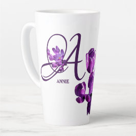 Lila florales Monogramm Annie Name individuell ein Milchtasse