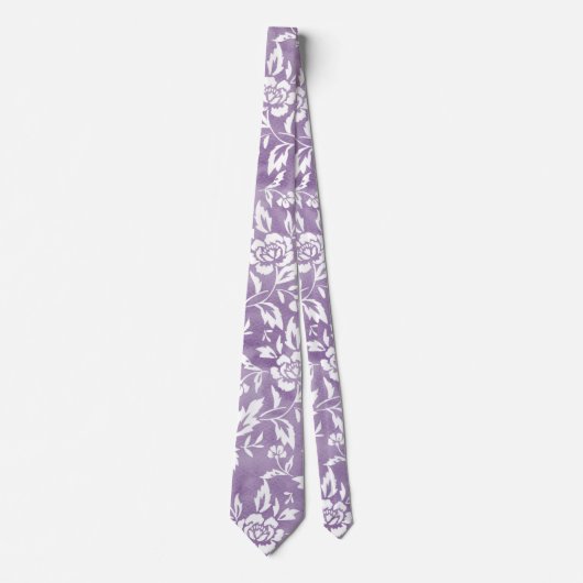 Lila florales Muster Neck Tie Krawatte (Vorderseite)