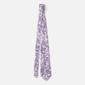 Lila florales Muster Neck Tie Krawatte (Rückseite)