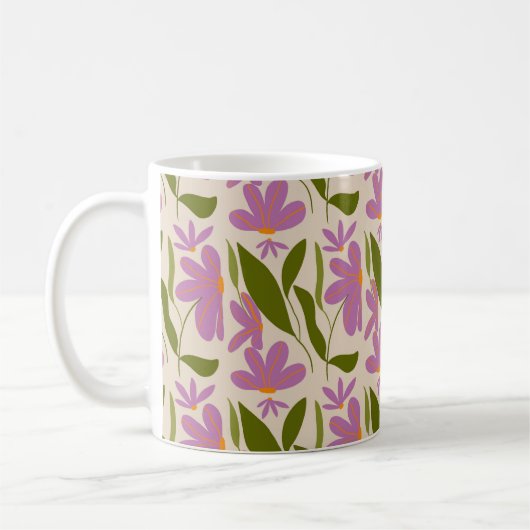 Lila florales nahtloses Muster - elegant botanisch Kaffeetasse (Links)
