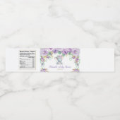 Lila florales Niedliches Elephant Baby Shower Baby Wasserflaschenetikett (Einzelnes Label)