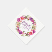 Lila, florales Personalisiertes Brautparty Serviette (Ecke)