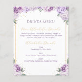Lila florales Quinceñera Budget Friendly Menu (Rückseite)