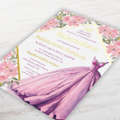 Lila florales Rosa Kleid Elegantes Quinceanera Gol Folieneinladung