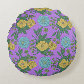 "Lila florales Rundkissen Rundes Kissen