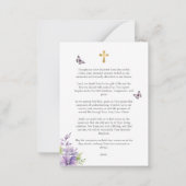 Lila florales Schmetterlingsgebet Mitteilungskarte (Rückseite)