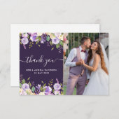 lila florales schönes Foto Hochzeit danke (Vorne/Hinten)