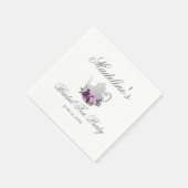 Lila florales Silver Brautparty Tee Party Serviette (Ecke)