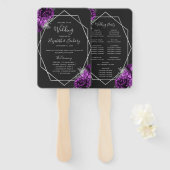 Lila florales Silver Geo Black Wedding Programm Fächer (Vorne und Hinten)