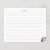 Lila florales Thema Rezeptkarte Organizer (Rückseite)