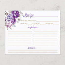 Lila florales Thema Rezeptkarte Organizer