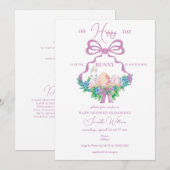 Lila florales Wappen Osterfest Kinderdusche Einladung (Vorne/Hinten)