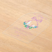 Lila florales Wappen Osterkorb Ei Hunt Brunch Acryleinladungen (Ablage )