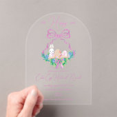 Lila florales Wappen Osterkorb Ei Hunt Brunch Acryleinladungen (Insitu (Handheld))