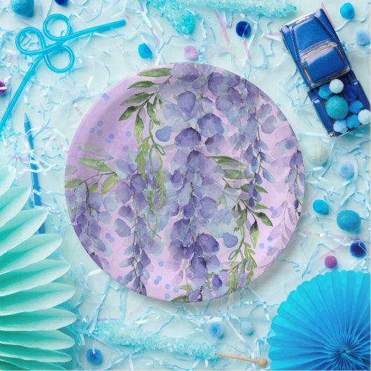 Lila Floralfarben-Papierplatte Pappteller (Party)