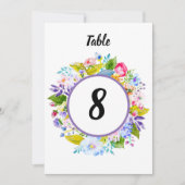 Lila floralromantische Hochzeitsfeier Tischnummer (Vorderseite)
