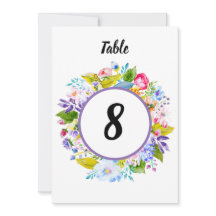 Lila floralromantische Hochzeitsfeier Tischnummer