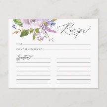 Lila Florals Calligraphy Script Rezeptkarte