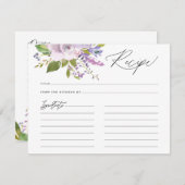 Lila Florals Calligraphy Script Rezeptkarte Begleitkarte (Vorne/Hinten)