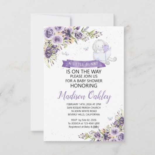 Lila Florals eine kleine Sonnendusche Ankündigung (Vorderseite)