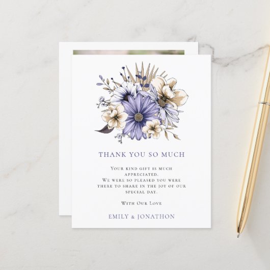 LILA Floralzio für Hochzeit 3 Foto Dank des HAUSHA (Vorderseite/Rückseite Beispiel)