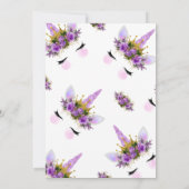 Lila Florentiner Einhorn Prinzessin Geburtstag Einladung (Rückseite)