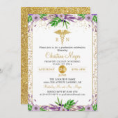 Lila Florentiner RN Nursing School Graduation Part Einladung (Vorne/Hinten)