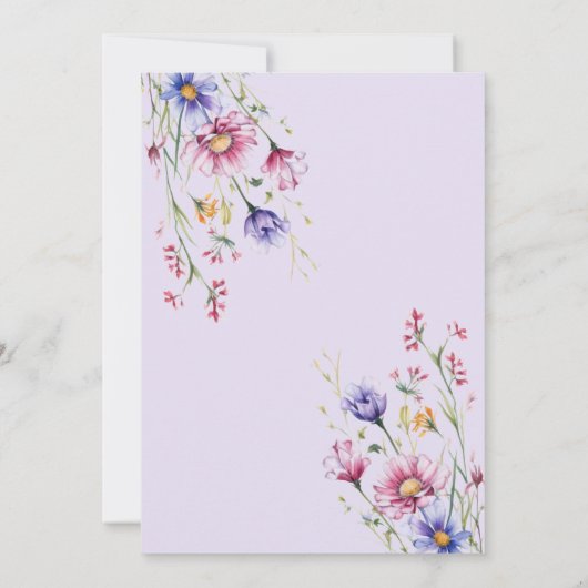 Lila Florenz Elegante Wildblume Einladung (Rückseite)