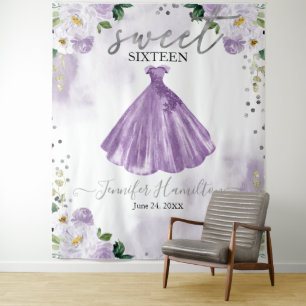 Lila florrosa Kleid Sweet 16 Hintergrund Wandteppich