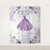 Lila florrosa Kleid Sweet 16 Hintergrund Wandteppich (Vorderseite)