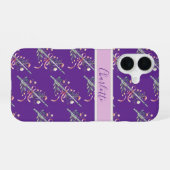 Lila Flöten-Monogramm-Name-Handyhülle iPhone 16 Hülle (Rückseite (Horizontal))