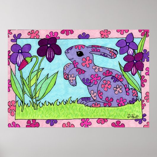 Lila Flower Bunny Poster (Vorne)