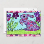 Lila Flower Bunny Postkarte (Vorne/Hinten)