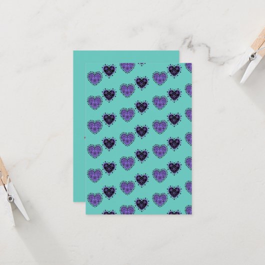 Lila Flower Hearts Karte (Vorderseite/Rückseite Beispiel)