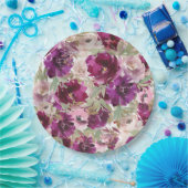 Lila Flowers Blumenpapier Teller (Party)