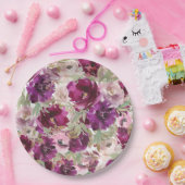 Lila Flowers Blumenpapier Teller (Party)