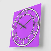 lila fluoreszierender leuchtender Neon Quadratische Wanduhr (Winkel)
