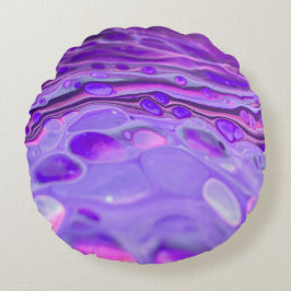 Lila, flüssige Marmorlackierung aus rosa Acryl Rundes Kissen