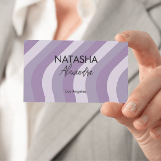 Lila Flüssigkeitsstrom Groovy Streifen Y2K Muster Visitenkarte